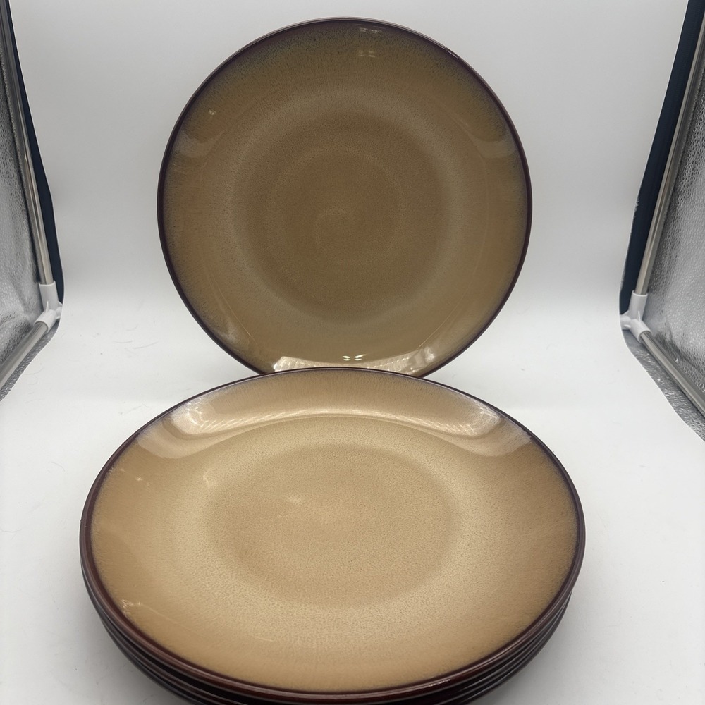 (4) Sango NOVA BROWN 4933 Dinner Plates 11-1/4" Stoneware - Set Of Four